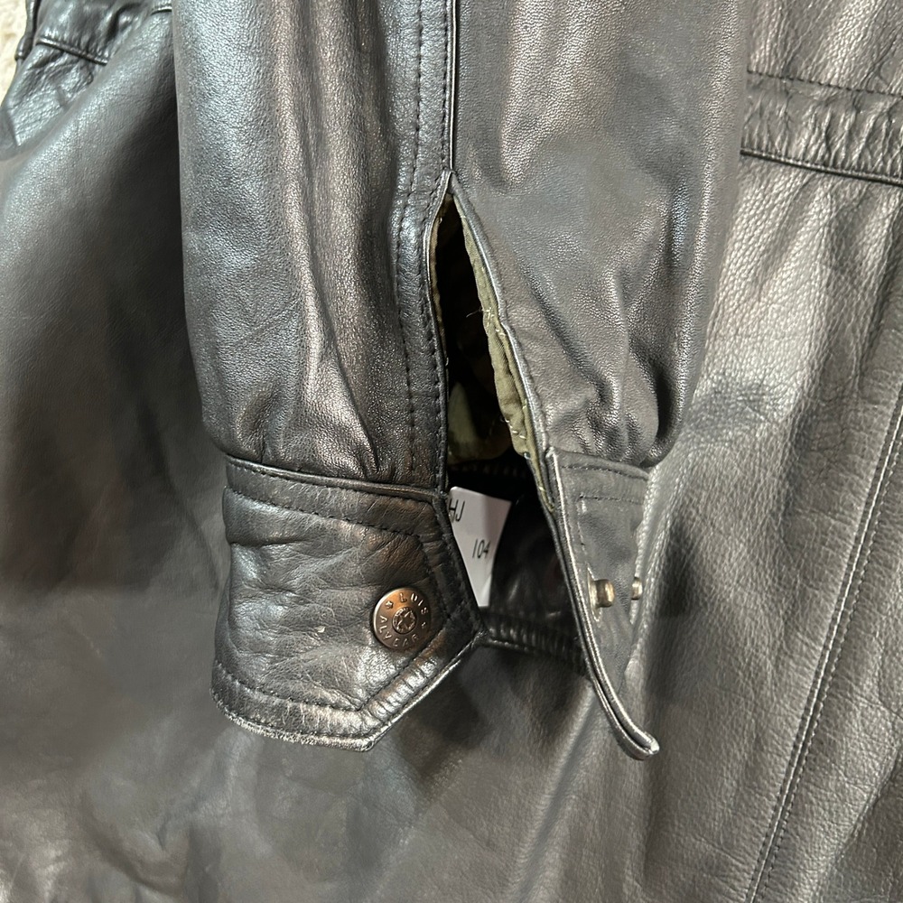 Vintage Luis Alvear Leather Jacket Mens L Bomber Style Black Olive Pockets Korea - Picture 10 of 12